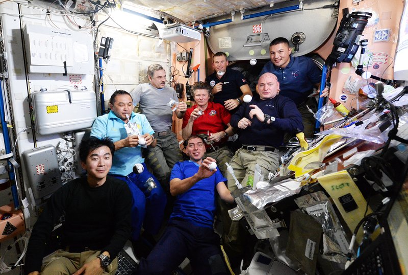 Surprise space dinner on International Space Station