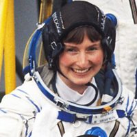 Astronaut Helen Sharman wearing her Sokol space flight suit